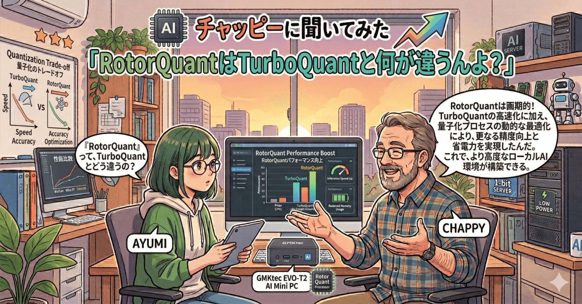 チャッピーに聞いてみた「RotorQuantはTurboQuantと何が違うんよ?」