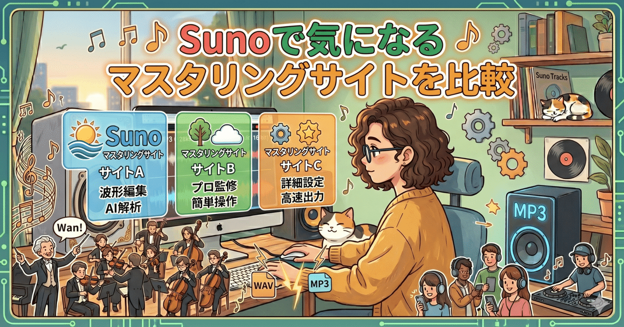 Sunoで気になるマスタリングサイトを比較