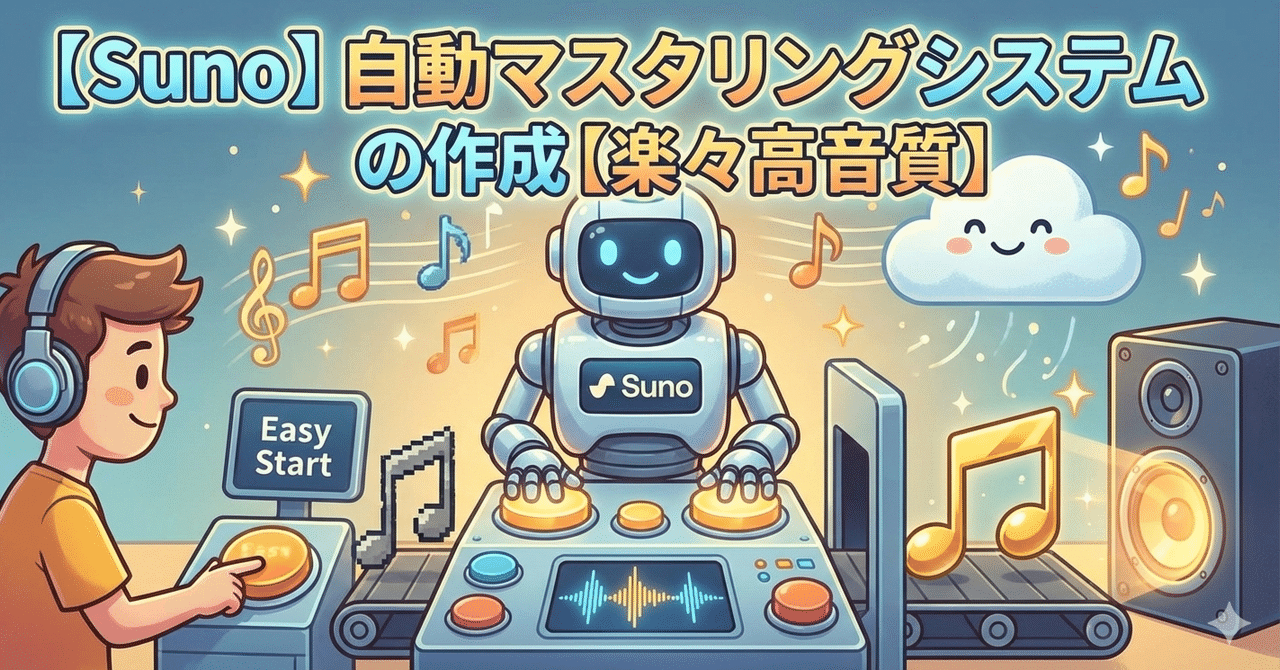 【Suno】自動マスタリングシステムの作成【楽々高音質】