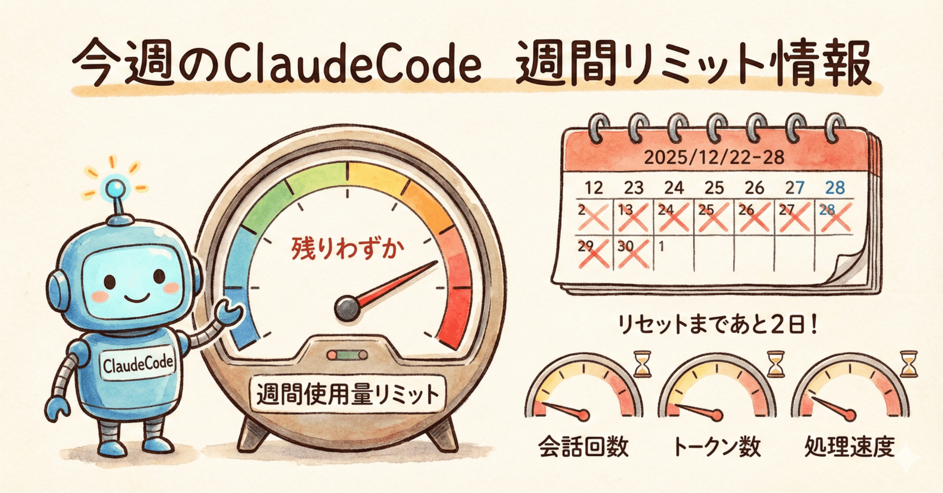 今週のClaudeCode 週間リミット情報(2025年12月27日)