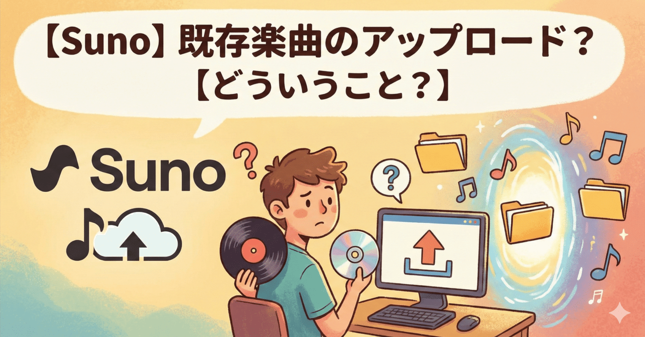 【Suno】既存楽曲のアップロード?【どういうこと?】