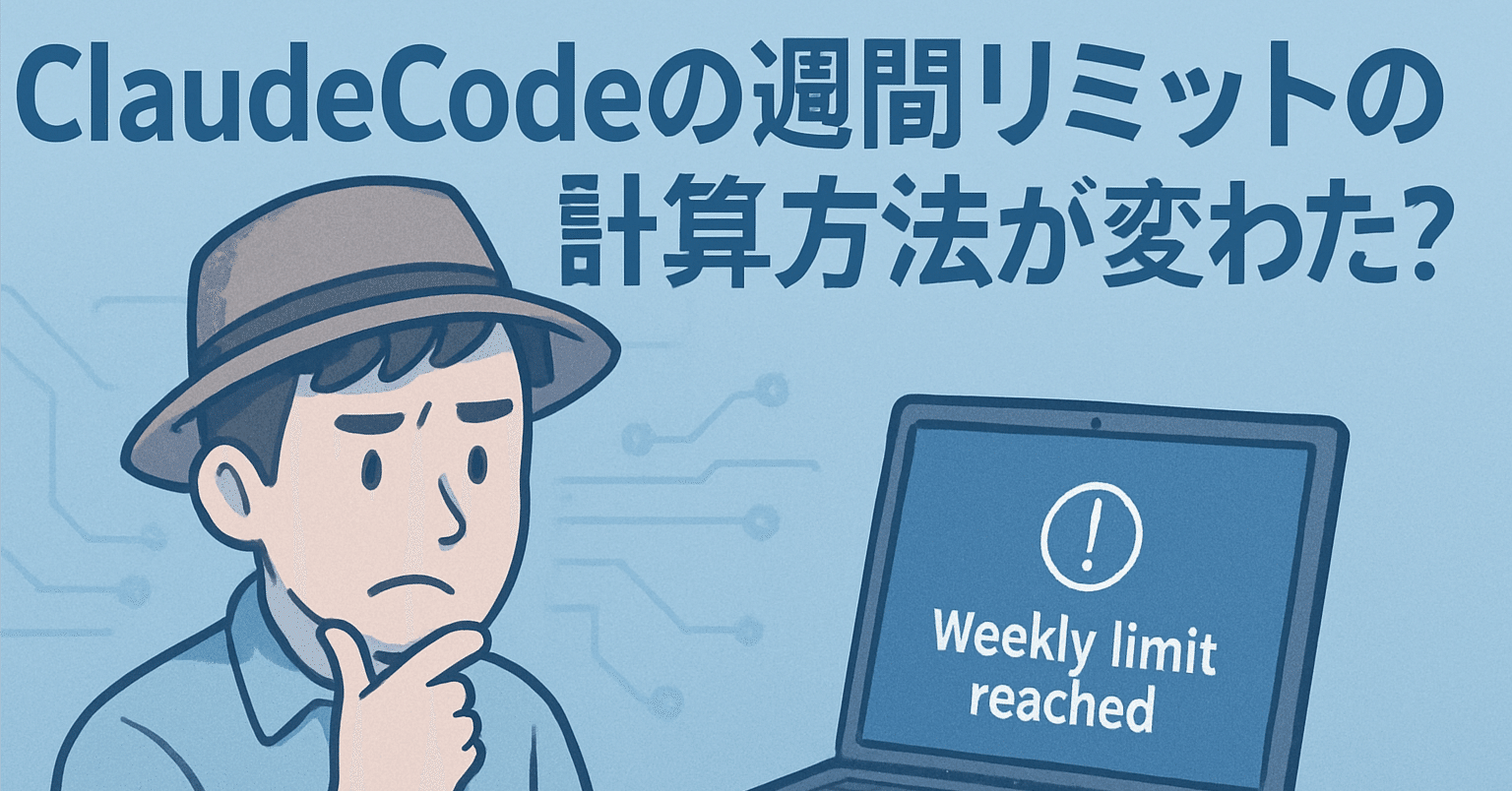 ClaudeCodeの週間リミットの計算方法が変わった?また変なタイトル文字だ。全部ChatGPTのせい
