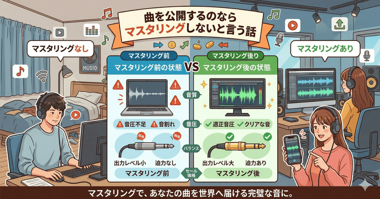 曲を公開するのならマスタリングしないとと言う話
