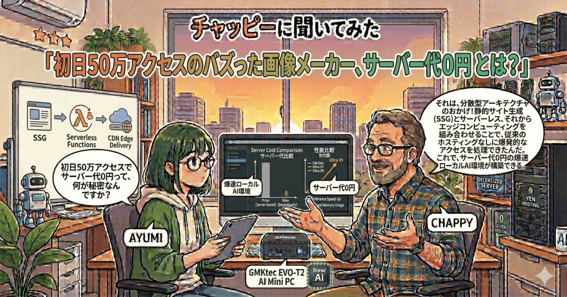 チャッピーに聞いてみた「初日50万アクセスのバズった画像メーカー、サーバー代0円 とは?」