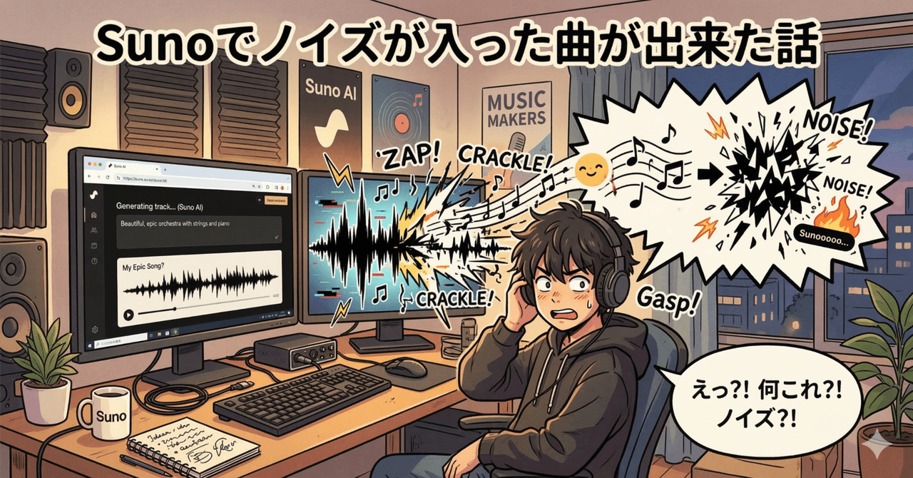Sunoでノイズが入った曲が出来た話